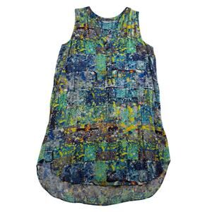 Jams World L Large Dress Bluestone Shirt Dress Sleeveless Knee Length V-Neck